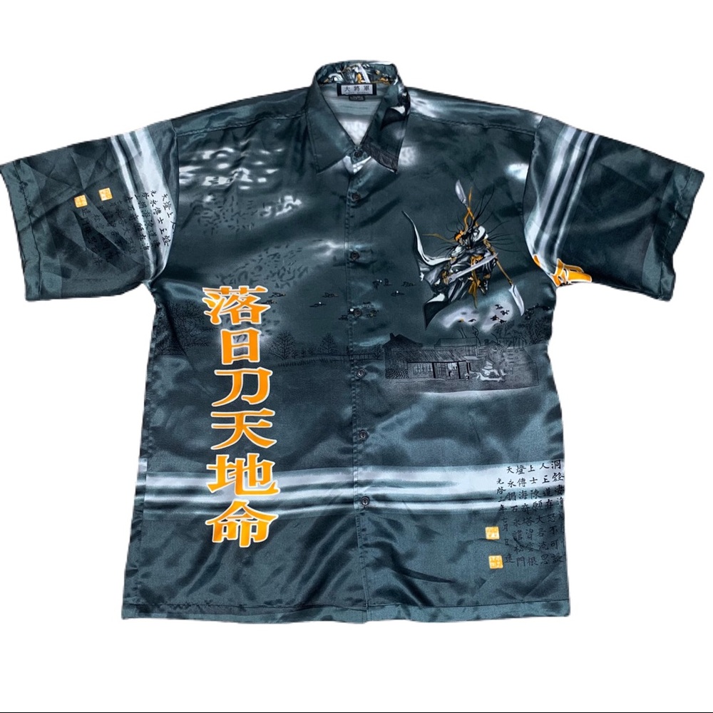 Vintage Great General Anime Button Up Shirt Y2K 2000s Size Large Samurai 70% Sil